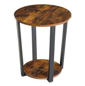 Mesa auxiliar industrial con acabado rústico de nuevo diseño con tapa redonda de madera, muebles industriales, mesita de noche, armario, estante de especias - Product Image 3