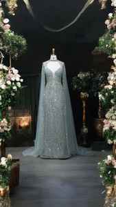 Elegante vestido de noche formal largo antiestático para mujer con cintura con cuentas a mano vestido hasta el suelo para fiesta graduación boda - Product Image 2