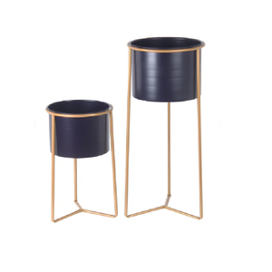 Jardinières et décoration de sol de haute qualité Plantation à domicile Pots de fleurs et jardinières en fer d'intérieur Ensemble de deux avec supports - Product Image 1