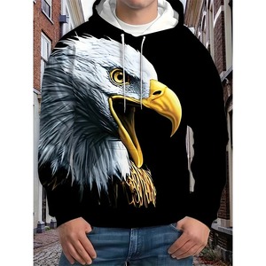 Patrón de águila Sudaderas con capucha Bandera americana Impresión 3D Hombres Sudadera con capucha de manga larga Jersey de gran tamaño Tops Ropa de hombre - Product Image 5