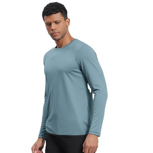 T-shirt Premium Homme Manches Longues 260g Coton Fibre de Bambou Écologique Séchage Rapide Doux Respirant Décontracté Tendance OEM Personnalisable - Product Image 2