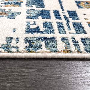 Tapis d'intérieur bohème contemporain beige-bleu à poils courts Netline 120x180cm pour salon, chambre, cuisine, couloir - Product Image 1