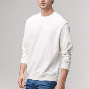 Plain <b>White</b> Crewneck <b>Sweatshirt</b> Classic Cotton Fleece Pullover for <b>Men</b> Perfect for Custom Printing Embroidery and Branding - Product Image 3
