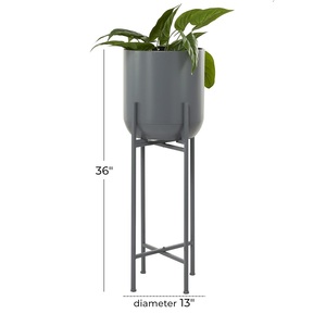 Hot Selling Grey Metal Planter with <b>Stand</b> for Hotel Lobby, Modern Minimalist Indoor Flower Pot for Balcony and Garden Decoration - Product Image 6