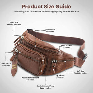 Sac de ceinture unisexe en cuir véritable imperméable avec fermeture éclair, fabriqué sur mesure pour la vente en gros - Product Image 5