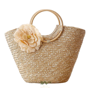 Bolso de paja con diseño elegante y suave con flores femeninas, cómodo de usar, de moda para mujeres 2024 - Product Image 1