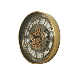 Dernier modèle Arrivée Haute Qualité Plaqué Or Qualité Supérieure Métal Fait Forme Ronde Horloge Murale Maison Décorative Accent Fournitures - Product Image 6