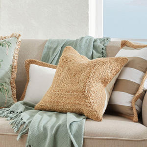 Luxury Woven Jute <b>Throw</b> <b>Pillow</b> Cover with Eco-Friendly Artisan Craftsmanship for Lounge Chairs & Bedroom Decor - Product Image 2