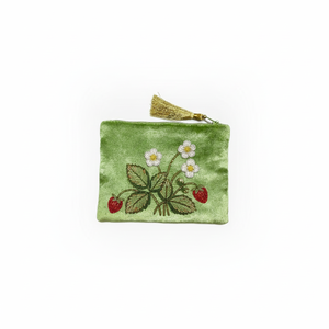 Sac de rangement de voyage pliable multifonctionnel en velours floral à forte demande, brodé à la main, pour maquillage et bijoux, avec fermeture éclair - Product Image 1