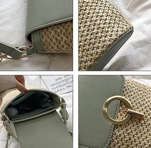 Sac fourre-tout en paille pour femmes grande capacité Shopping fourre-tout bohème sac à bandoulière voyage sac de plage avec doublure OEM - Product Image 4