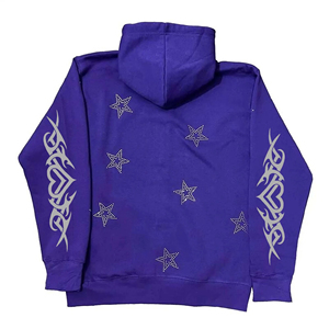 Sweat à capuche pour femme en coton de haute qualité, personnalisé, coloré, avec diamants, lourd, entièrement recouvert de strass, fermeture éclair, broderie 3D sur le devant - Product Image 5