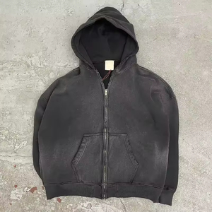 OEM Personnalisé Haute Qualité Streetwear Sweat à Capuche Polaire vierge Zip Up Vintage Double Couche Soleil Délavé Délavé Acide Hoodies - Product Image 6