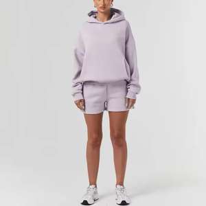 Conjuntos de pantalones cortos y sudadera con capucha para mujer a la moda: suaves y duraderos para ropa informal y atlética No - Product Image 5