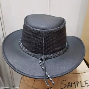 หมวกคาวบอยสไตล์ออสเตรเลีย, หมวกตาข่ายหนังนิ่มหมวกกอล์ฟทรงชนบทหมวกฤดูร้อน - Product Image 1