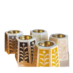 Portavelas con incrustaciones de hueso de alta calidad, soporte de vela artesanal de color rosa, decoración de Navidad para el hogar, gran oferta - Product Image 1