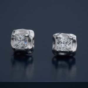 92.5 <b>Silver</b> <b>Stud</b> <b>Earrings</b> 18K Gold Plating Princess Cut Diamond Geometric Shape Cute Zircon Main for Wedding Engagement Party - Product Image 1