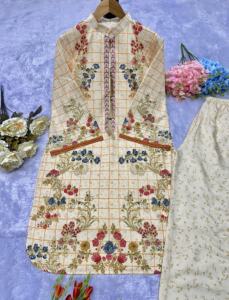 งานปักแฟนซีสไตล์ดั้งเดิม sarara kurta กับ dupatta สำหรับงานปาร์ตี้สวมใส่กับ salwar kameez - Product Image 4