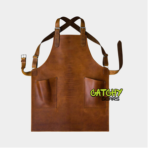 Tablier de chef artisanal en cuir véritable noir avec logo personnalisé pour barbecue, cuisine, barman, travail du bois, coiffeur - Product Image 6