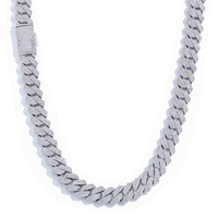 D YASH Collier de luxe unisexe en or plaqué rhodium, chaîne cubaine à quatre rangs de 15 mm, sertie de diamants de laboratoire taille brillant