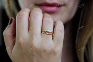 Sept diamants bague de mariage laboratoire cultivé CVD diamant bandes de mariage maigre mince bague de mariage en gros blanc jaune or Rose anneaux - Product Image 6