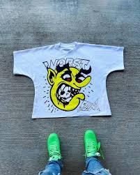 Tops de corte y costura de gran tamaño personalizados, camisetas de algodón con cuello redondo, apliques estampados, parche desgastado, bordado, camisetas recortadas cuadradas para hombres - Product Image 3