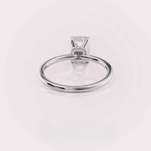 IGI Certified Emerald Shape Lab Created Diamond Engagement <b>Ring</b> Solid 925 Sterling Silver Hidden Halo Bridal <b>Ring</b> - Product Image 2