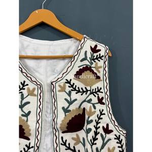 Abrigo corto de algodón con bordado Floral informal para mujer, chaleco de invierno de punto abierto con tela Interior, chaleco para fiesta - Product Image 2