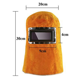Capot de lutte contre les incendies en cuir de vachette fendu Capuchon de travail pour lentille de filtre d'assombrissement automatique solaire robuste pour soudeur - Product Image 2
