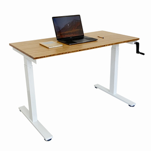 Height-Adjustable <b>Bamboo</b> <b>Table</b> with Hand Crank 120x60cm - Product Image 1
