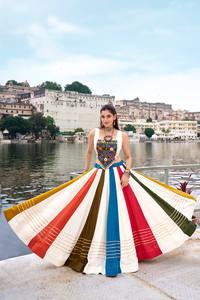 Pure rayon fully stitched ready to wear modern lehenga choli with gota patti <b>lace</b> touch up perfect for garba nights - Product Image 2