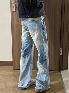 กางเกงยีนส์ผ้ายืดสำหรับผู้ชายออกแบบได้ตามต้องการเสื้อผ้าแนวสตรีทฮิปฮอปสไตล์วินเทจ3D - Product Image 4