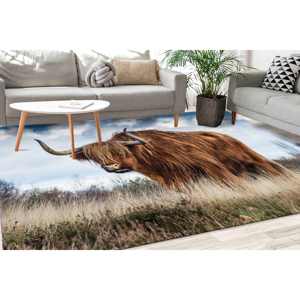 Alfombra de Vaca Highland: Alfombra Decorativa con Diseño de Toro Escocés, Alfombra Estampada, Alfombra de Chenilla - Product Image 1