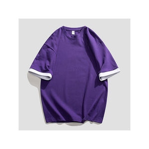 2023 dernier Street Wear mode personnalisé imprimé Logo hommes T-Shirts 100% coton contraste garniture T-Shirts - Product Image 2