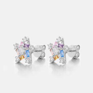 Élégantes boucles d'oreilles créoles en argent sterling avec diamants de laboratoire - Cadeau écologique pour les occasions festives - Product Image 3