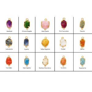 Pierre précieuse brute naturelle breloques de pierre de naissance pendentifs assortis en cristal plaqué argent serti de griffes pour la fabrication de bijoux - Product Image 3