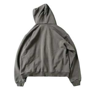 Sweat à capuche surdimensionné vintage en coton avec fermeture à glissière en molleton lourd personnalisé et délavé à l'acide Hoddie double couche de haute qualité pour hommes OEM - Product Image 4