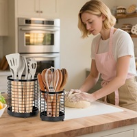 Alat Masak Stainless Steel, Rak Pengatur Peralatan Masak, Tempat Penyimpanan Spatula, Sumpit, Garpu, Pisau, Peralatan Makan, Tahan Lama