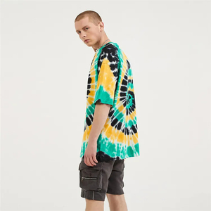 T-shirt unisexe personnalisé 100% coton respirant multicolore cravate teinture goutte épaule Street Wear impression avant nouvelle conception pour - Product Image 2