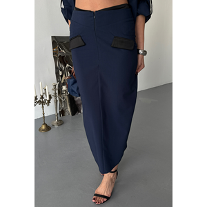 Ensemble veste courte et jupe bleu marine pour femme - Product Image 3