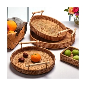 Plateau en rotin tissé 2025 le plus recherché, un choix parfait pour l'organisation de la cuisine et les accents décoratifs - Product Image 2