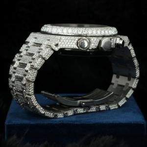 Montre ronde royale de luxe entièrement cloutée Moissante Diamond Watch personnalisée Buss Down White Face Watch pour homme cadeau pour lui - Product Image 4