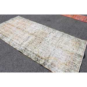 Tapis turc 4,4 x 9,2 pieds, tapis vintage, tapis floral brun en laine - Product Image 3