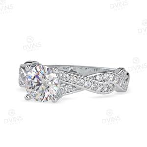 Bague de Fiançailles et de Mariage Classique en Or 14K avec Diamant de Laboratoire Solitaire Rond, Diamant Naturel VVS, pour Anniversaire et Fête - Product Image 3