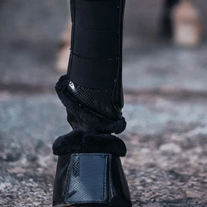 High performance <b>horse</b> bell boots made of waterproof PU leather with <b>teddy</b> polyester lining for comfort protection bell boots - Product Image 3