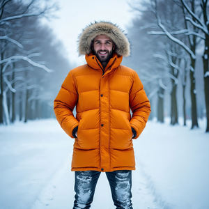 Chaqueta acolchada ligera para hombre con cremallera y cuello levantado, logotipo frontal transpirable y resistente al viento para uso en exteriores en invierno - Product Image 3