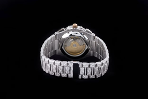 Montre de sport sertie de diamants Moissanite D couleur VVS en acier inoxydable Mouvement ETA Or blanc Logo personnalisé Unisexe - Product Image 4