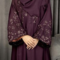Abaya islamique modeste grande taille pour femme, en mousseline de soie 100% soie, coupe droite, manches longues, taille naturelle, couleur unie, longueur cheville, pour achats en ligne
