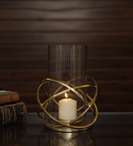 Porte-bougie de style géométrique, décoration de table très vendue, bougeoir en or plaqué, décoration de table de mariage - Product Image 1