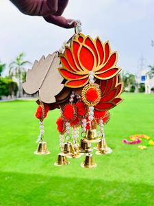 Lotus tenture murale avec cloche décoration de mariage Diwali Navratri coloré Festival décor pendaison de crémaillère Temple cadeau pour les invités - Product Image 6