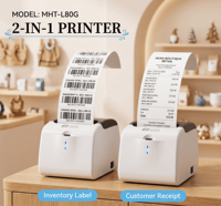 Impresora de Etiquetas Térmicas 2 en 1 Milestone MHT-L80G OEM de 80 mm, 150 mm/s, USB de Escritorio, Compatible con SDK POS, Ancho Ajustable, en Stock